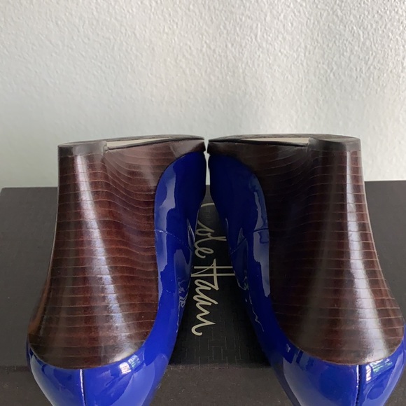 Cole Haan Blue Patent Leather Platform Wedge Heels Size 7 - Picture 8 of 12